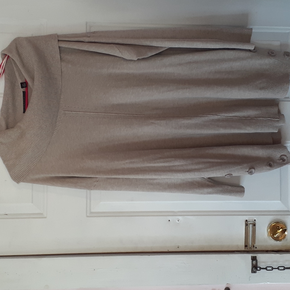Cowl neck taupe sweater